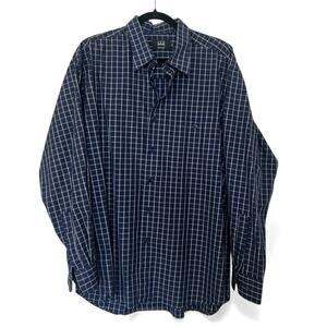 Men's Ike Behar Button Down Dress Shirt, Plaid Blue/white, Size Large